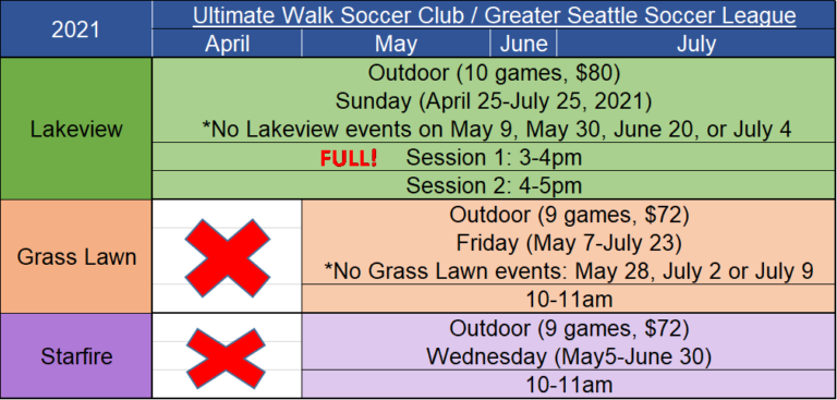 Schedules – Ultimate Walk Soccer Club